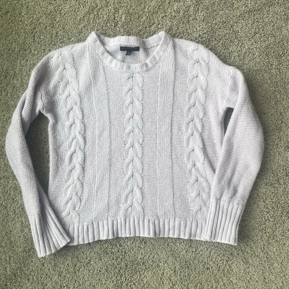 Banana Republic Factory women's crew neck cable knit pullover lilac sweater sz M - Picture 9 of 12
